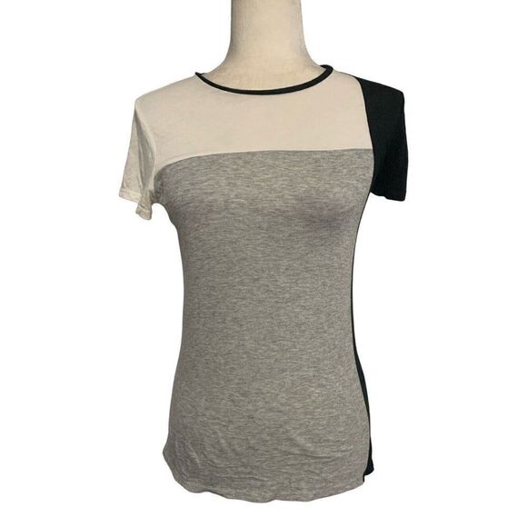 vince Label Brand womens black white gray Crew Neck short sleeve top t shirt xxs - Picture 1 of 6